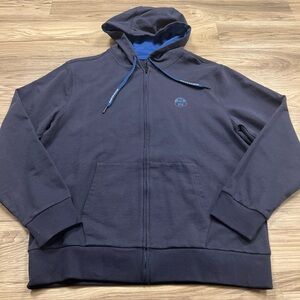 NORTH SAILS Full Zip Logo Hoodie Navy Blue Organic Cotton Mens Large $140 NWOT